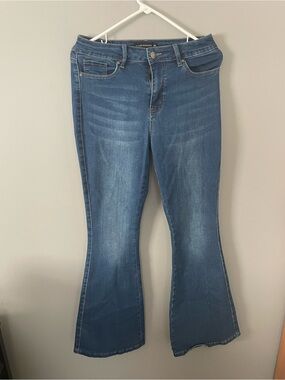 Women's Flared Jeans in Mid Blue by Flying Banana